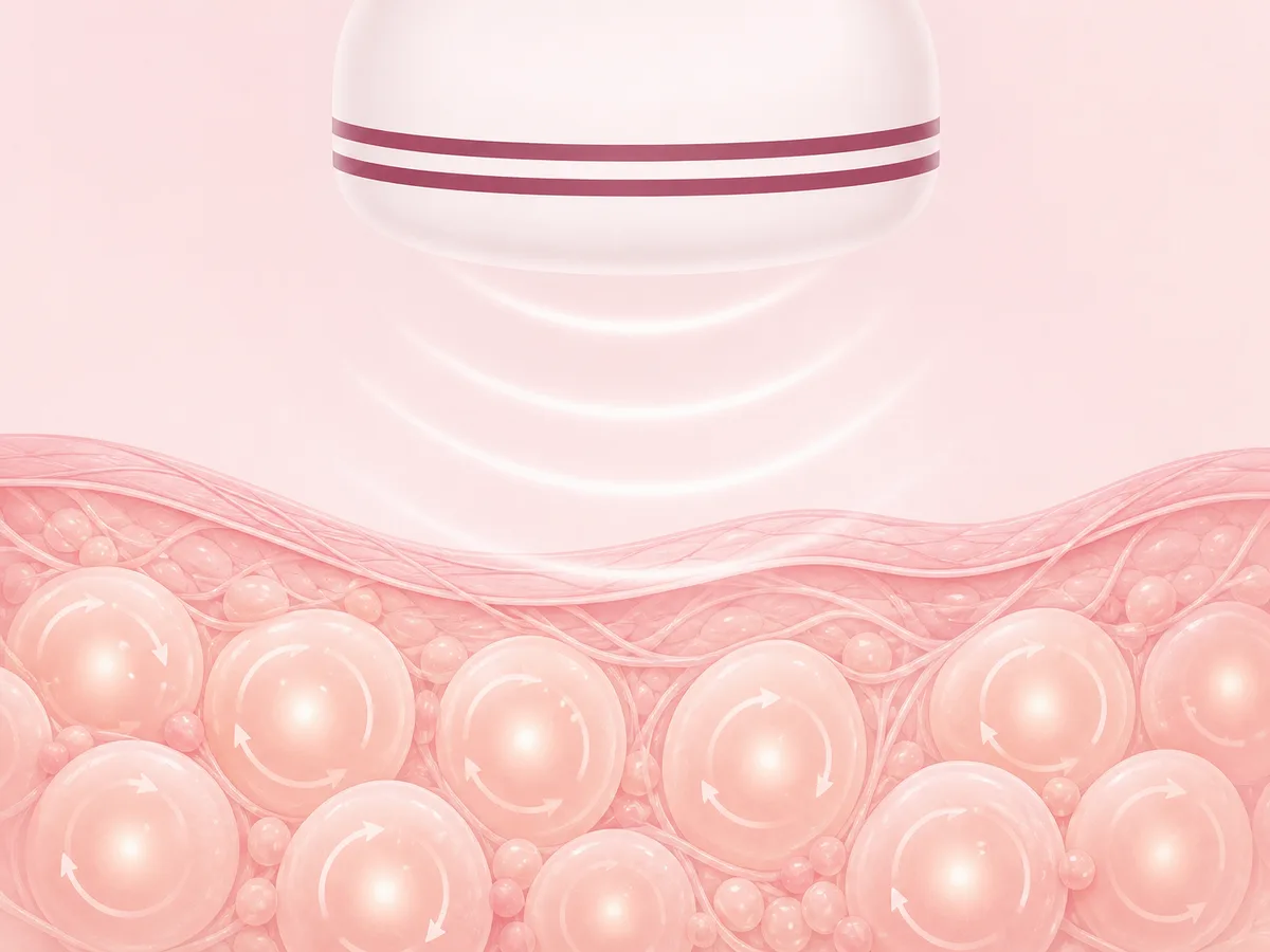Ilustracja reedukacji metabolicznej adipocytów z symbolem zrównoważonego cyklu komórkowego